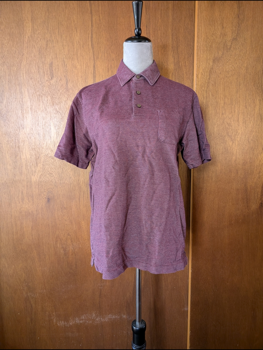 Men's Polo Shirt in Heather Burgundy - Classic Short Sleeve